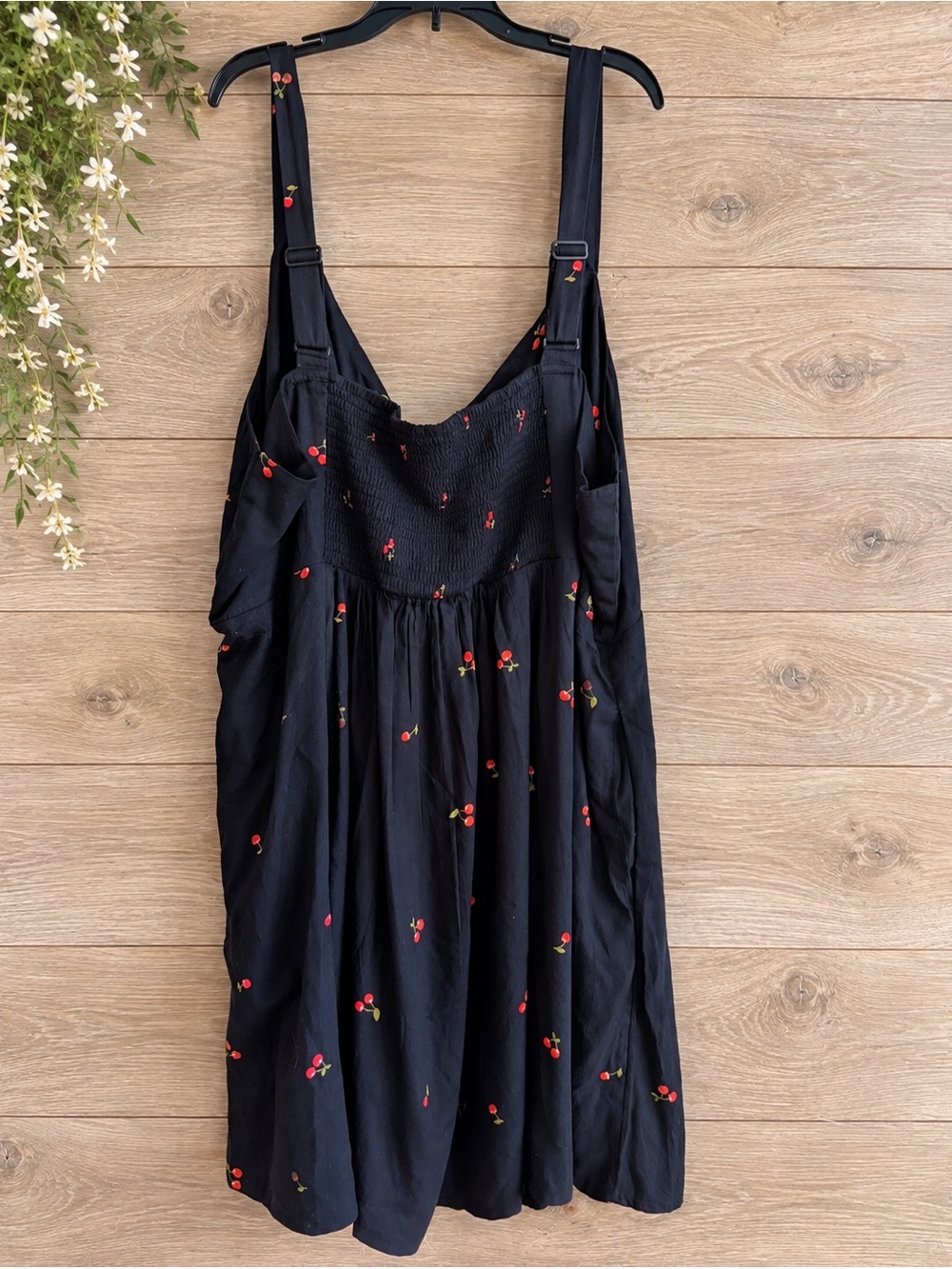 NWT Old Navy 4X Navy Cherry Print Fit & Flare Crepe Mini Dress Pockets - Picture 2 of 4